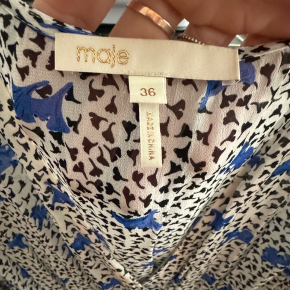 Maje Assymetric Dress in printed muslin - Picture 9 of 10